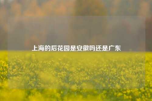 上海的后花园是安徽吗还是广东